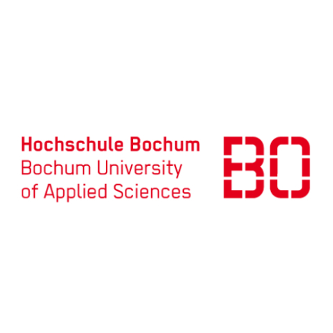 Text in Rot auf Weiß: Hochschule Bochum, Bochum University of Applied Sciences, Logo 